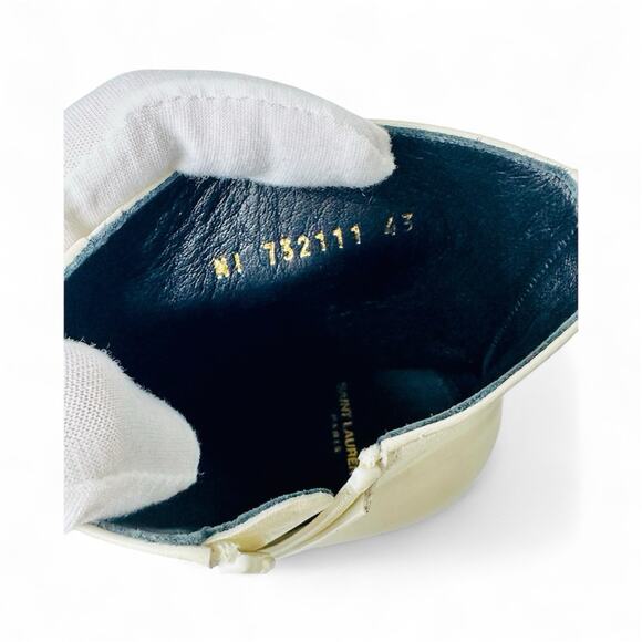 NIB Saint Laurent Vassili Boots EU 43 US 10 Smooth Leather Ivory White $1,250 - Picture 12 of 13